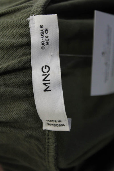 MNG Women Cropped Army Solid Polyester Pants Size S