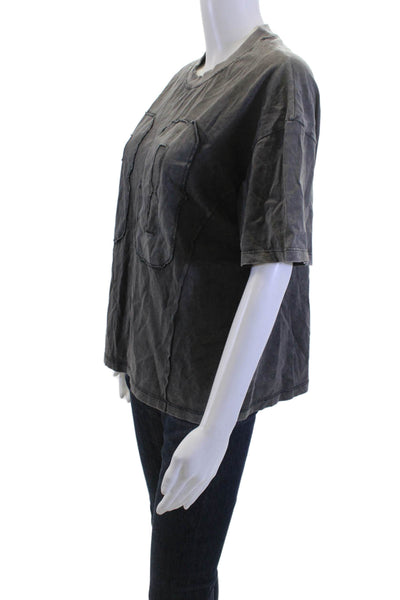 Zara Womens Basic Jersey Tee Dark Gray Short Sleeve Cotton Size S