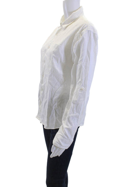 Zara Mens Button-Down Collared Cotton Shirt White Long Sleeve Size 14