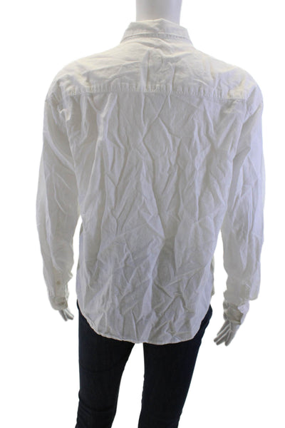 Zara Mens Button-Down Collared Cotton Shirt White Long Sleeve Size 14