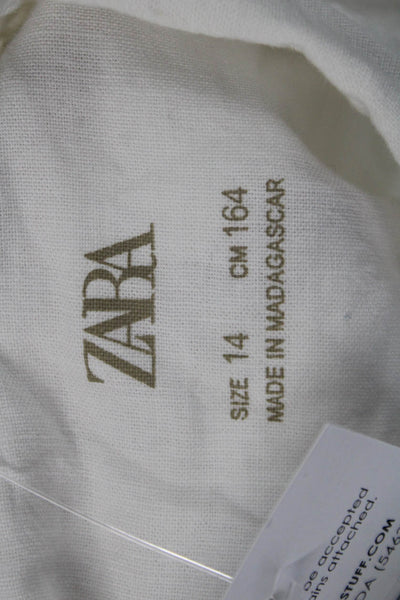 Zara Mens Button-Down Collared Cotton Shirt White Long Sleeve Size 14