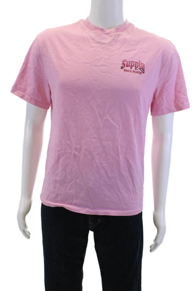 Supply & Demand Mens Pink Graphic Snake Crew Neck Cotton T-Shirt Size S
