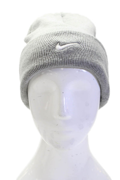 Nike Mens Casual Knit Fold Over Logo Beanie Gray OS