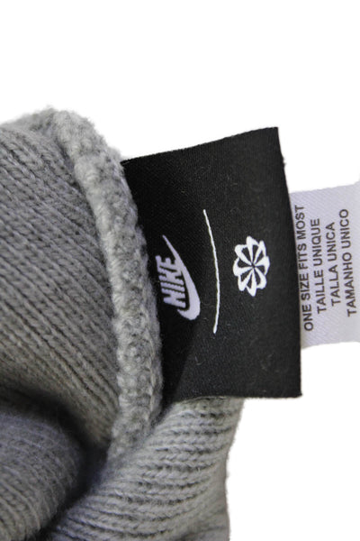 Nike Mens Casual Knit Fold Over Logo Beanie Gray OS