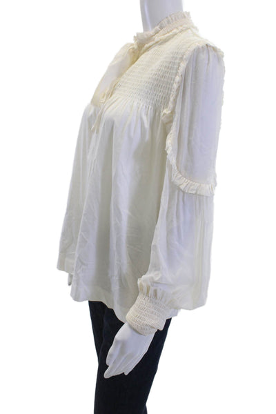 Dorothee Schumacher Women Bohemian White High Neck Long Sleeve Blouse Size 5