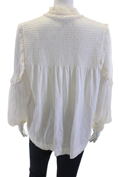 Dorothee Schumacher Women Bohemian White High Neck Long Sleeve Blouse Size 5