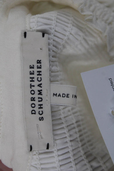 Dorothee Schumacher Women Bohemian White High Neck Long Sleeve Blouse Size 5