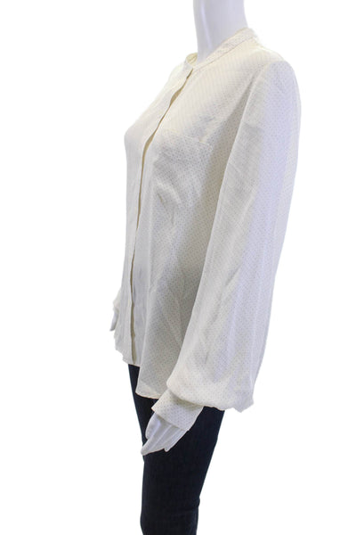 A.L.C. Women Silk Polka Dot High Neck Long Sleeve Button Up Blouse Size 10