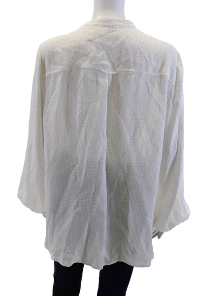 A.L.C. Women Silk Polka Dot High Neck Long Sleeve Button Up Blouse Size 10