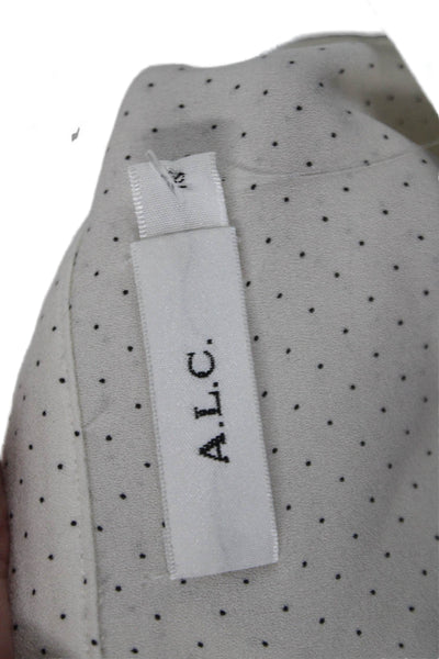 A.L.C. Women Silk Polka Dot High Neck Long Sleeve Button Up Blouse Size 10