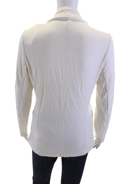 Majestic Filatures Womens Collared V-Neck Button Long Sleeve Blazer Beige Size 1