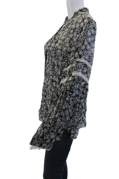 Dorothee Schumacher Women Floral Viscose Blouse Black Long Sleeve Size 5