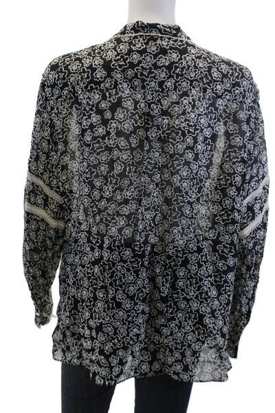 Dorothee Schumacher Women Floral Viscose Blouse Black Long Sleeve Size 5