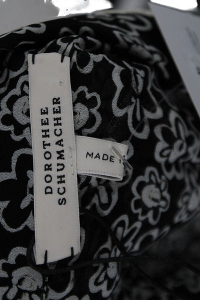Dorothee Schumacher Women Floral Viscose Blouse Black Long Sleeve Size 5