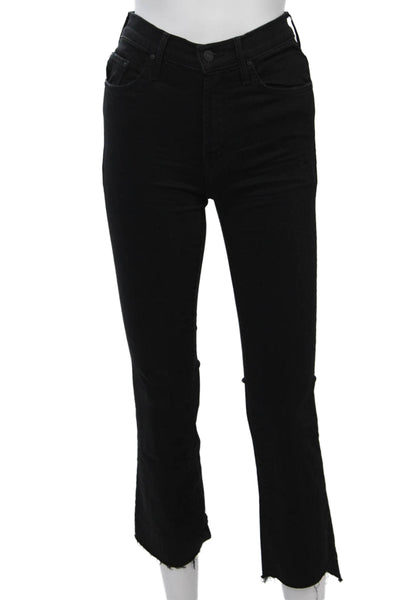 Mother Womens Cropped Skinny Black High Rise Jeans Size 24
