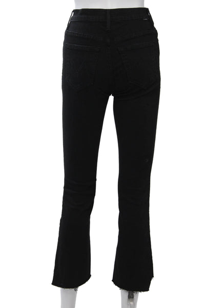 Mother Womens Cropped Skinny Black High Rise Jeans Size 24