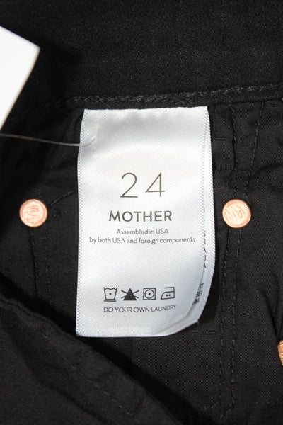 Mother Womens Cropped Skinny Black High Rise Jeans Size 24