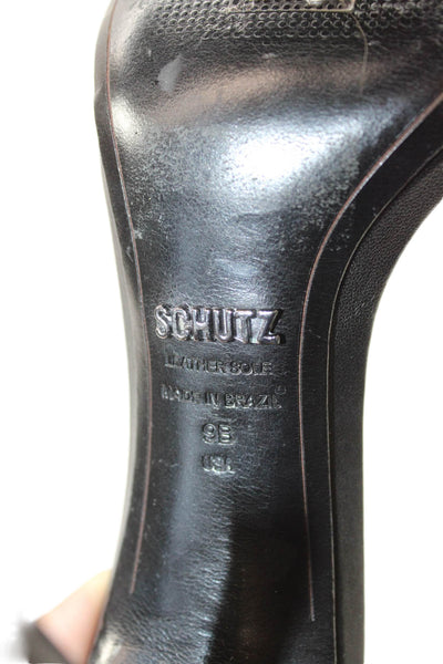 Schutz Womens Leather Open Toe Ankle Buckled Stiletto Heels Black Size 9