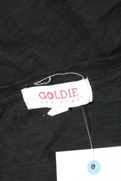 Goldie Womens Cropped Black Pima Cotton Crewneck Short Sleeve T-Shirt Size M