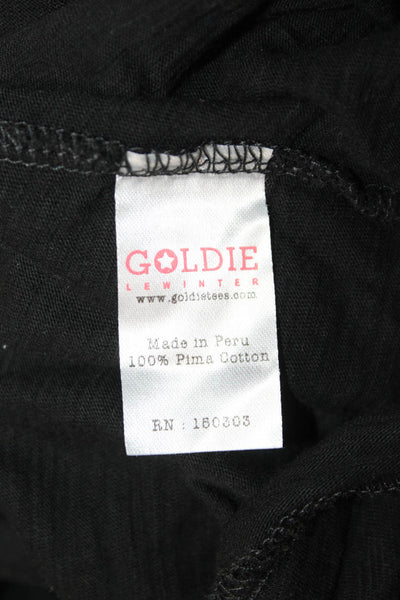 Goldie Womens Cropped Black Pima Cotton Crewneck Short Sleeve T-Shirt Size M