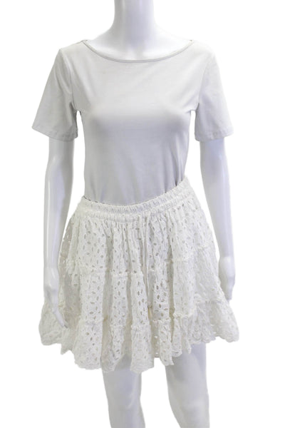 Zara Women White Cotton Peasant Mini Skirt Size M