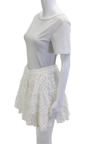 Zara Women White Cotton Peasant Mini Skirt Size M