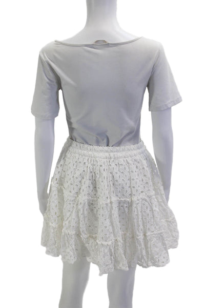 Zara Women White Cotton Peasant Mini Skirt Size M