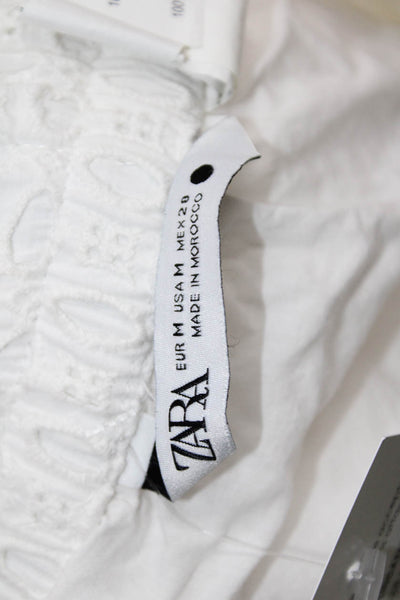 Zara Women White Cotton Peasant Mini Skirt Size M
