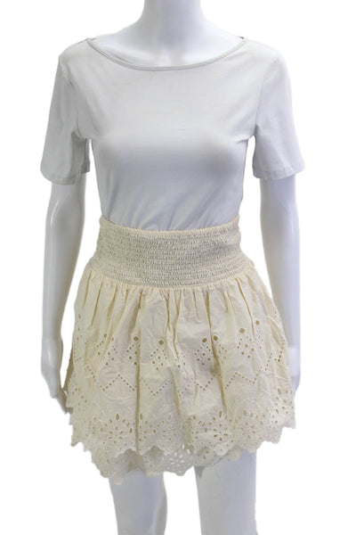 Zara Women Peasant Mini Cotton Beige Skirt Size L