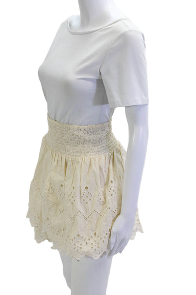 Zara Women Peasant Mini Cotton Beige Skirt Size L