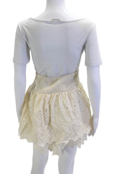 Zara Women Peasant Mini Cotton Beige Skirt Size L