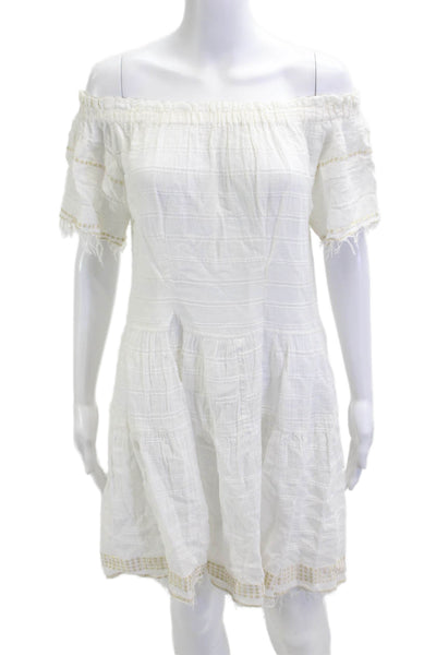 Lemlem Womens Sundress White Cotton Short Sleeve Beach Size M