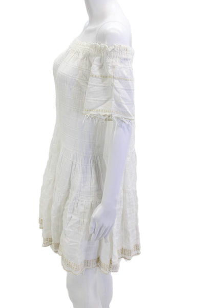 Lemlem Womens Sundress White Cotton Short Sleeve Beach Size M