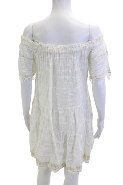 Lemlem Womens Sundress White Cotton Short Sleeve Beach Size M