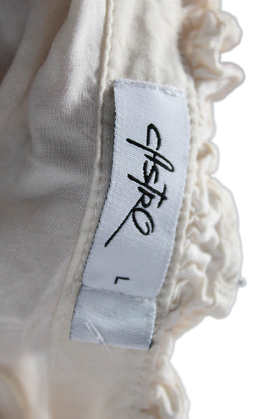 Castro Womens Shirt Dress Beige Viscose High Neck Button Short Sleeve Size L
