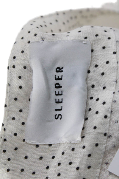Sleeper Womens White Polka Dot Linen Sundress Short Sleeve Size XL