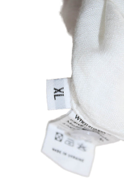 Sleeper Women Shirt Dress Linen White Short Sleeve Square Neck Beach Size XL