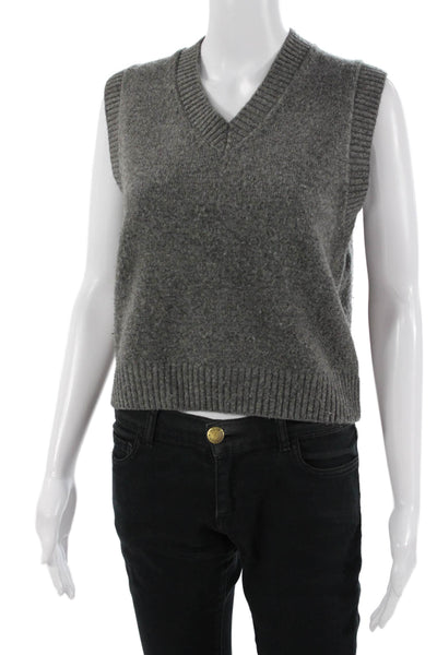 Zara Unisex Gray V-Neck Sweater Vest Sleeveless Size S