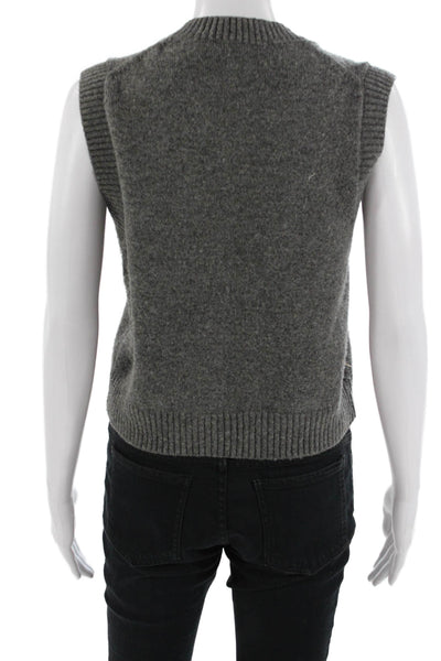 Zara Unisex Gray V-Neck Sweater Vest Sleeveless Size S