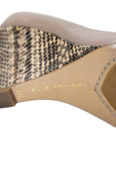 Elie Tahari Womens Leather Slip On Wedge Heels Mauve Size 37.5 7.5