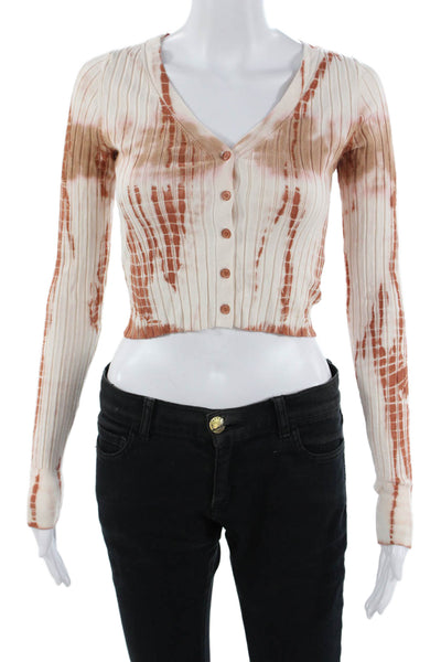 525 Womens Beige V-Neck Button Cardigan Long Sleeve 90s Size XS