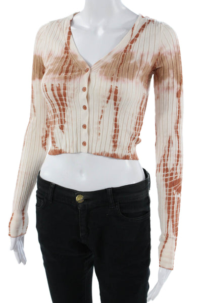 525 Womens Beige V-Neck Button Cardigan Long Sleeve 90s Size XS