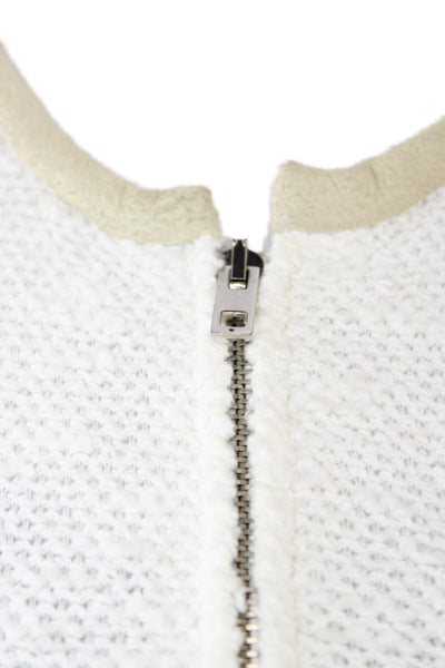 IRO Women White Zip Jacket Crew Neck Long Sleeve Designer Size 36