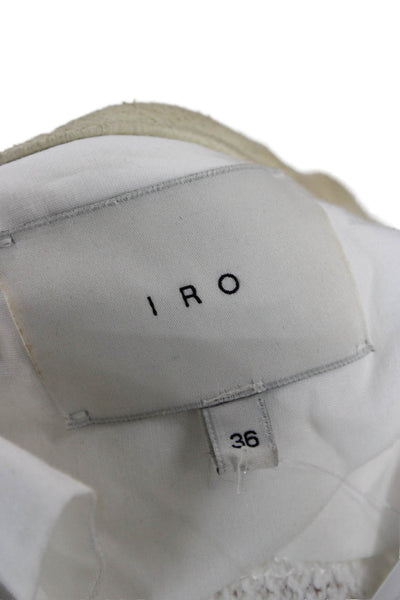 IRO Women White Zip Jacket Crew Neck Long Sleeve Designer Size 36