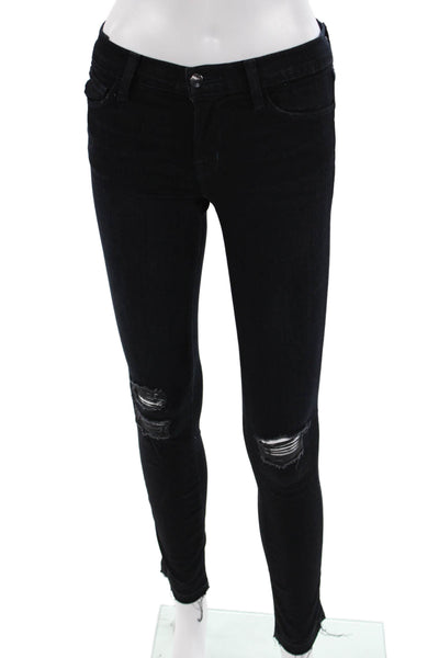 J Brand Womens Skinny Ankle Jeans Black Mid Rise 29 Inseam Size 25