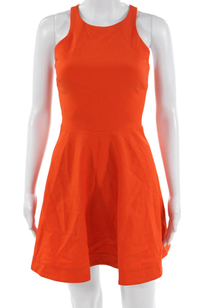 Elizabeth & James Women Fit & Flare Tank Dress Orange High Neck Solid Size 0