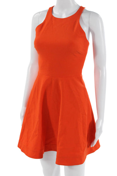 Elizabeth & James Women Fit & Flare Tank Dress Orange High Neck Solid Size 0