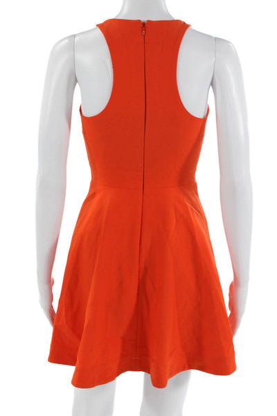 Elizabeth & James Women Fit & Flare Tank Dress Orange High Neck Solid Size 0