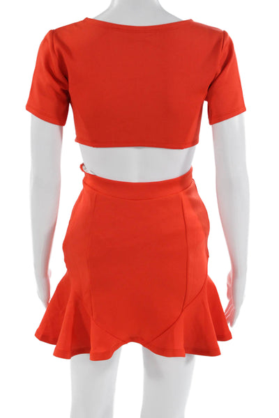 Lovers + Friends Womens Bodycon Mini Dress Red Zip Round Neck Size XS