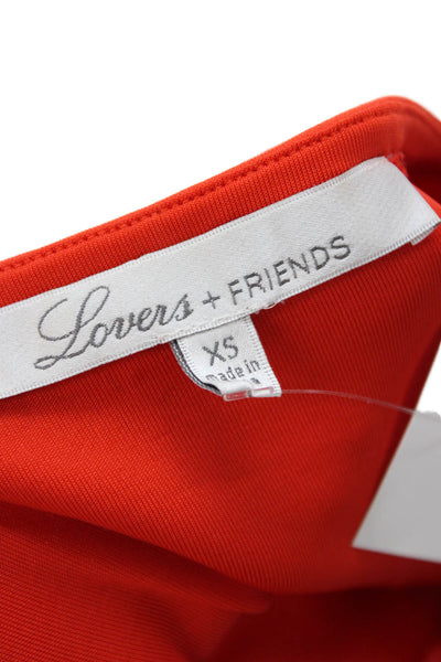 Lovers + Friends Womens Bodycon Mini Dress Red Zip Round Neck Size XS